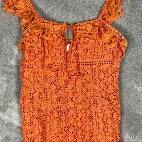 Free People Dress Womens 4 Cross My Heart Boho Romantic Crochet Beachy Mini - Picture 3 of 10